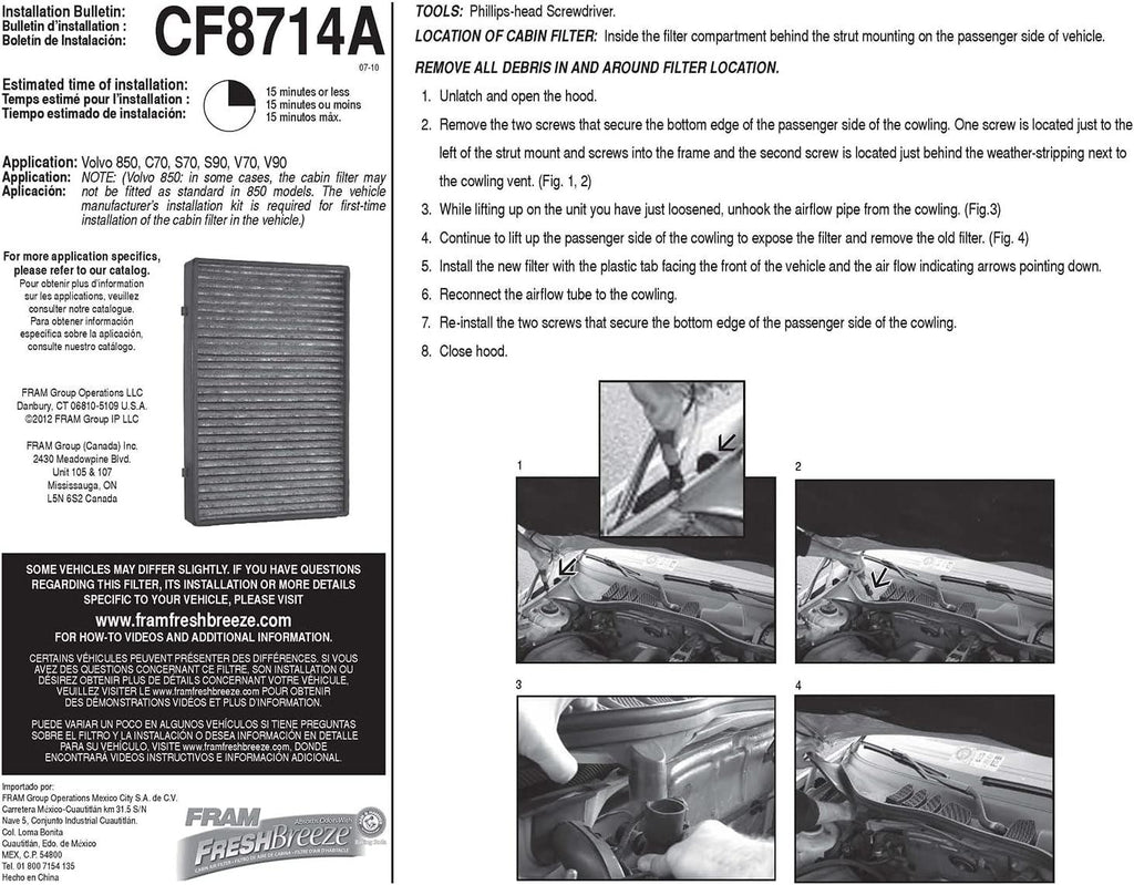 Fresh Breeze Cabin Air Filter Replacement for Car Passenger Compartment W/ Arm and Hammer Baking Soda, Easy Install, CF8714A for Select Mercedes-Benz Vehicles , White