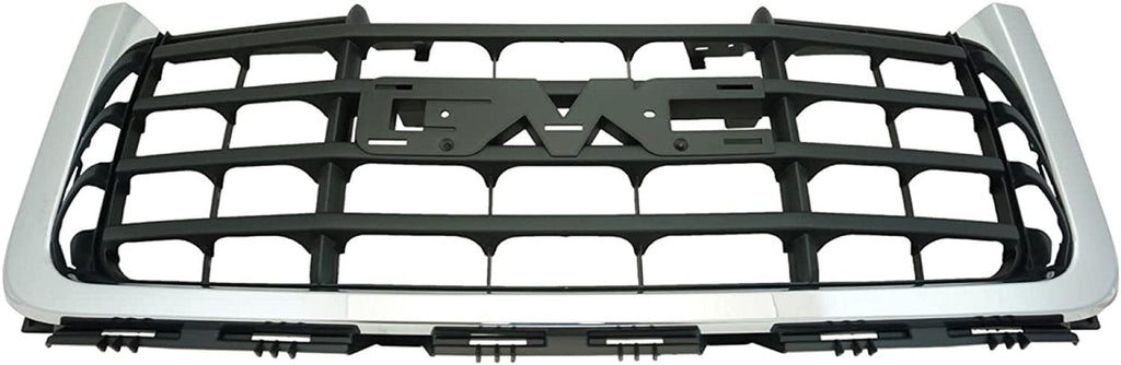 Front Black & Gray W/Chrome Molding Grille for 07-10 GMC Sierra Truck Pickup