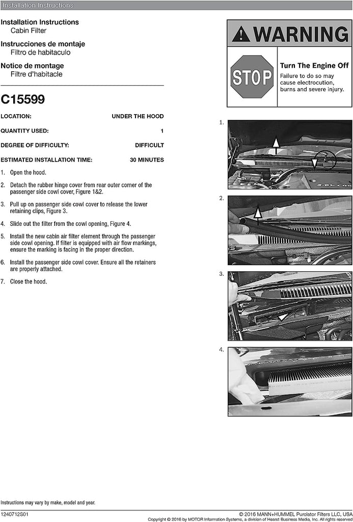 C15599 one Advanced Cabin Air Filter Compatible with Select Jeep Vehicles