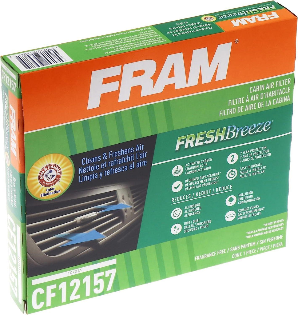 Fresh Breeze Cabin Air Filter with Arm & Hammer Baking Soda, CF12157 for Select Lexus and Toyota Vehicles , White