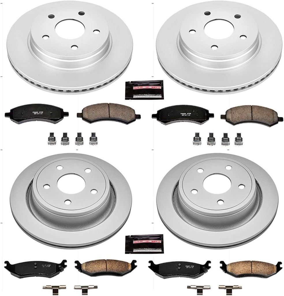 CRK2164 Coated Brake Rotor & Ceramic Brake Pads- Front & Rear
