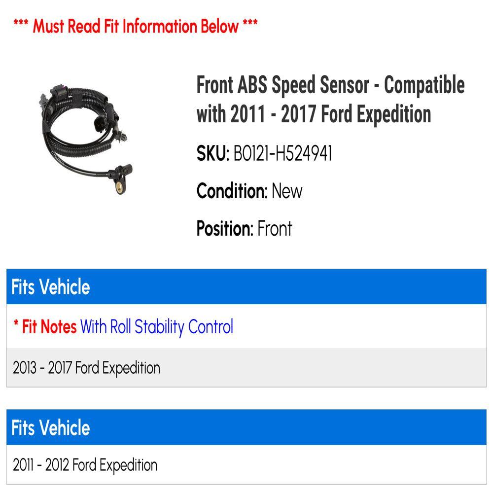Front ABS Speed Sensor - Compatible with 2011 - 2017 Ford Expedition 2012 2013 2014 2015 2016