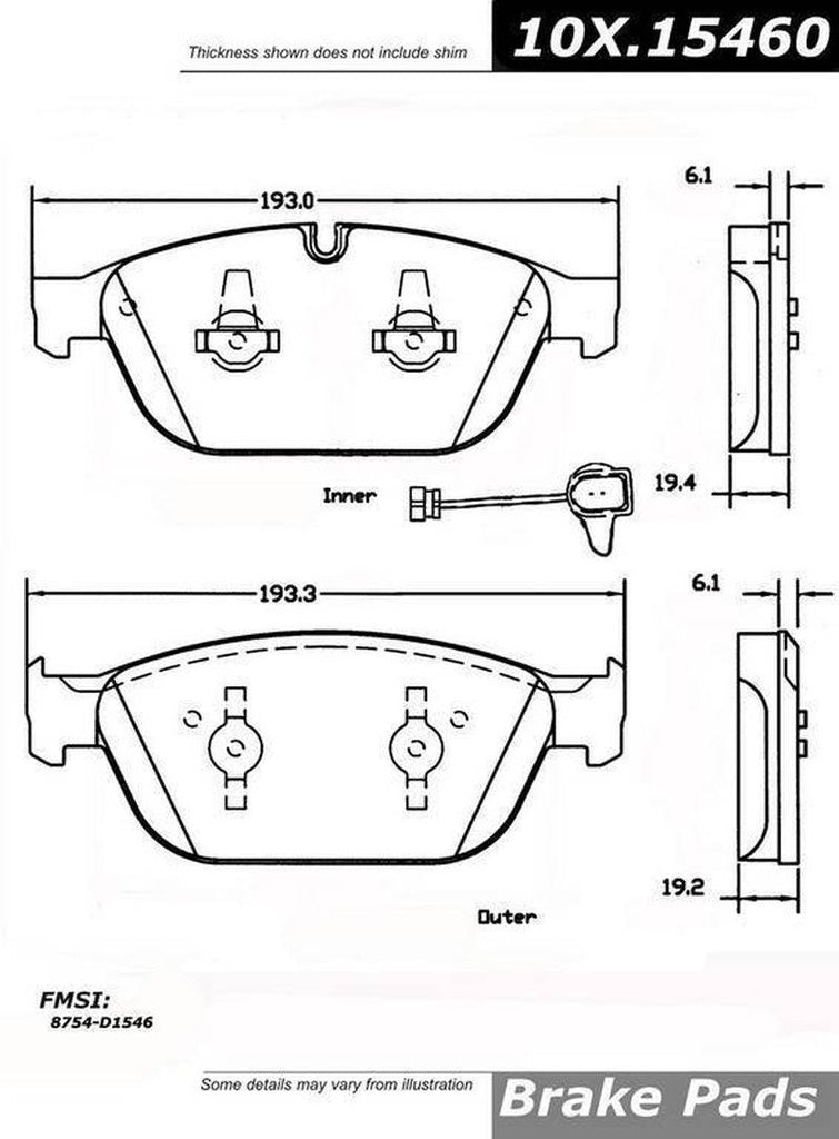 Centric Front Disc Brake Pad for A8 Quattro, SQ5, A8 (104.15460)