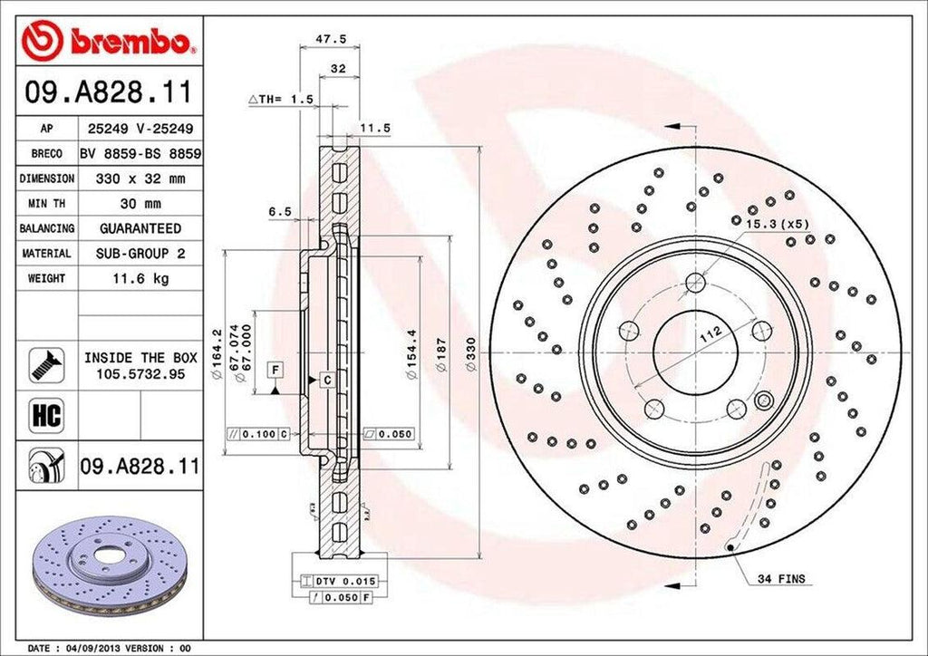 Brembo Front Disc Brake Rotor for E350, E500, S430, S500 (09.A828.11)