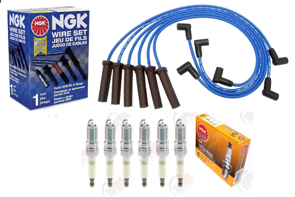NGK BLUE Wires and PLATINUM Spark Plugs Kit for FORD MUSTANG 3.8L 2001-2004