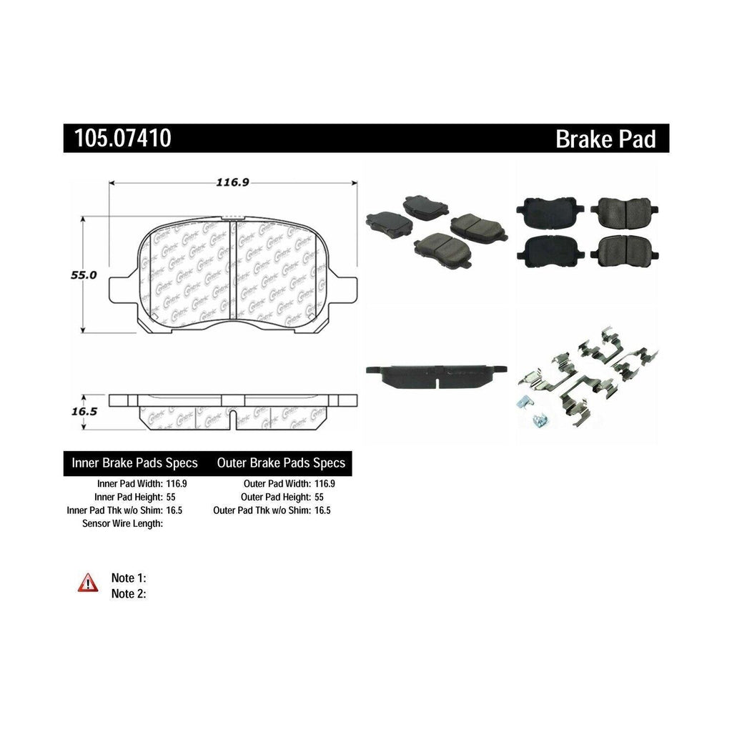 Centric Front Disc Brake Pad for Prizm, Corolla (105.07410)