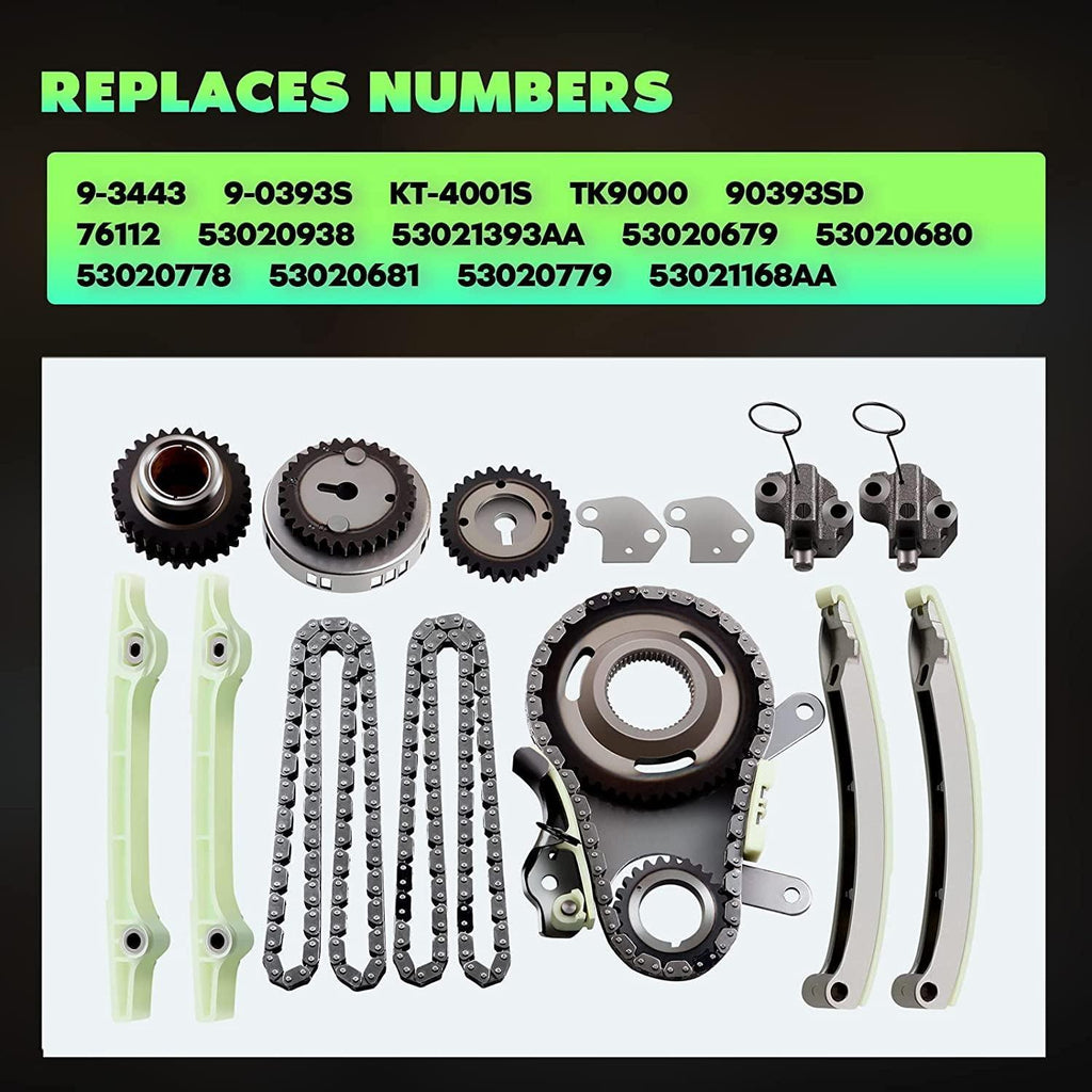 Timing Chain Kit (JTEC Gear) Automotive Replacement Timing Parts Chain Sets TK5047 Fits for 1999-2004 Dodge Jeep 4.7L 4.7
