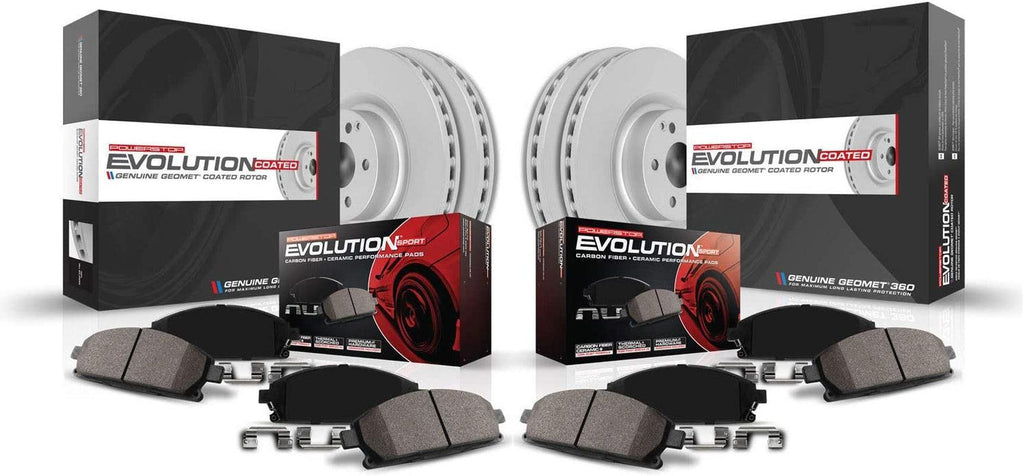 CRK8364 Front and Rear Coated Brake Rotors and Z23 Carbon Fiber Brake Pads Kit