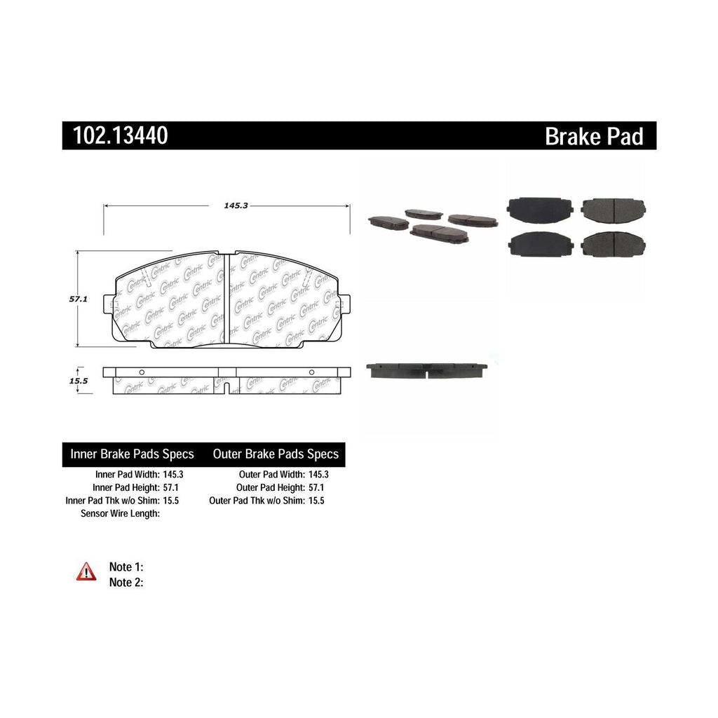 Centric Front Disc Brake Pad for 06-20 Hiace (102.13440)