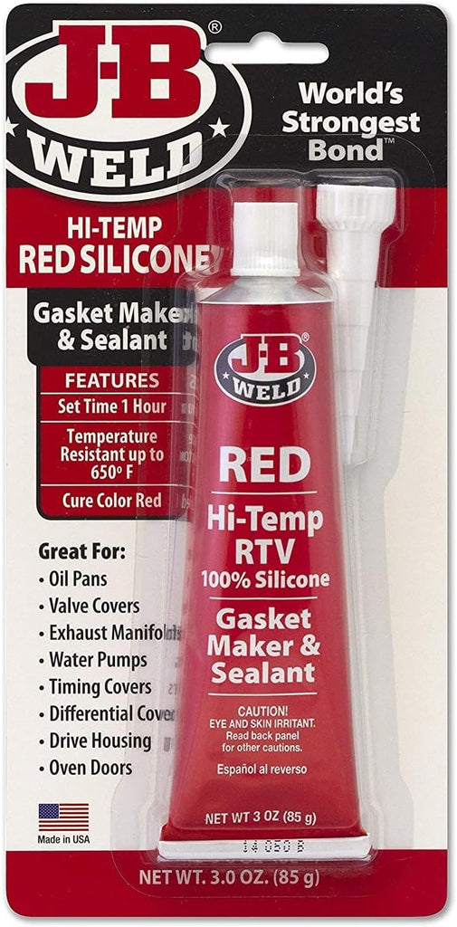 J-B Weld 31314 High Temperature RTV Silicone Gasket Maker and Sealant - Red - 3 Oz.