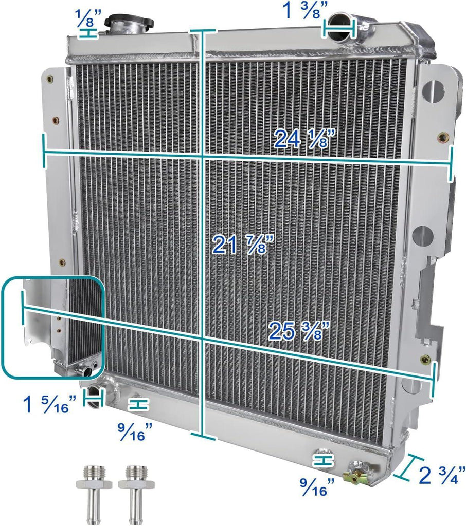 3 Core/Row Light Aluminum Performance Cooling Race Radiator Compatible with Jeep Wrangler Tj/Yj 1987-2006