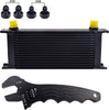 16 Row AN10-10AN Stacked Plate Oil Cooler 6AN 8AN Adapter Universal Engine Transmission Bundle with an 3-12 Wrench Spanner