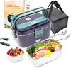 Eleckfun Electric Lunch Box Food Heater Portable Heated Lunch Box for Adult Heatable Food Warmer for Work Car Truck Home 1.8L 80W 3-IN-1 110V/12V/24V Royal Green