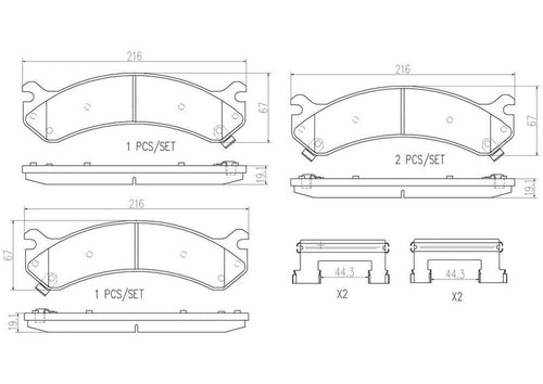 Front Disc Brake Pad Set for Express 2500, Express 3500+More (P10026N)