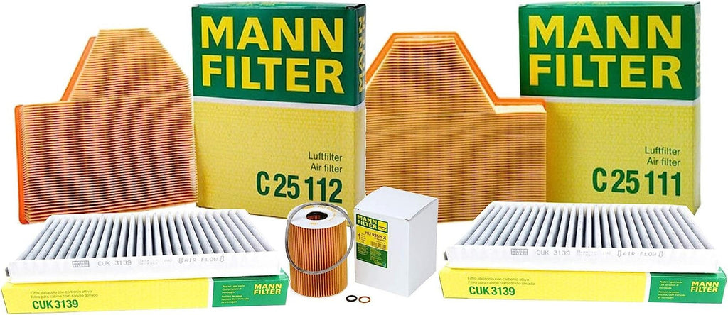 Mann Oil 2 Carbon Cabin 2 Air Filter Service Kit for BMW E60 E63 E64 M5 M6 S85