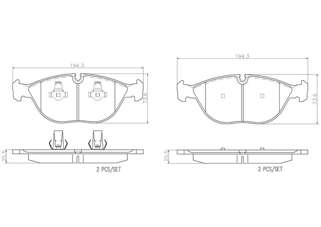 Front Disc Brake Pad Set for TT Quattro, Crossfire, E500, S430+More (P06019N)