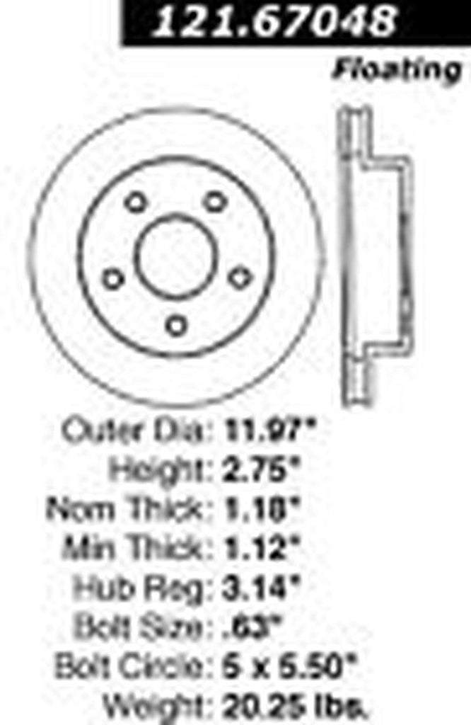 Centric Front Disc Brake Rotor for Dodge (121.67048)