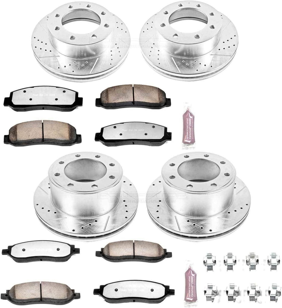 K1782-36 Front and Rear Z36 Truck & Tow Brake Kit, Carbon Fiber Ceramic Brake Pads and Drilled/Slotted Brake Rotors