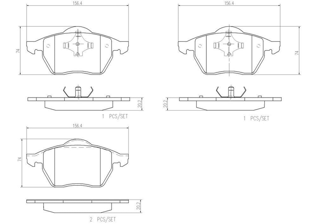 Brembo Front Disc Brake Pad Set for A4, A4 Quattro, Passat (P85036N)