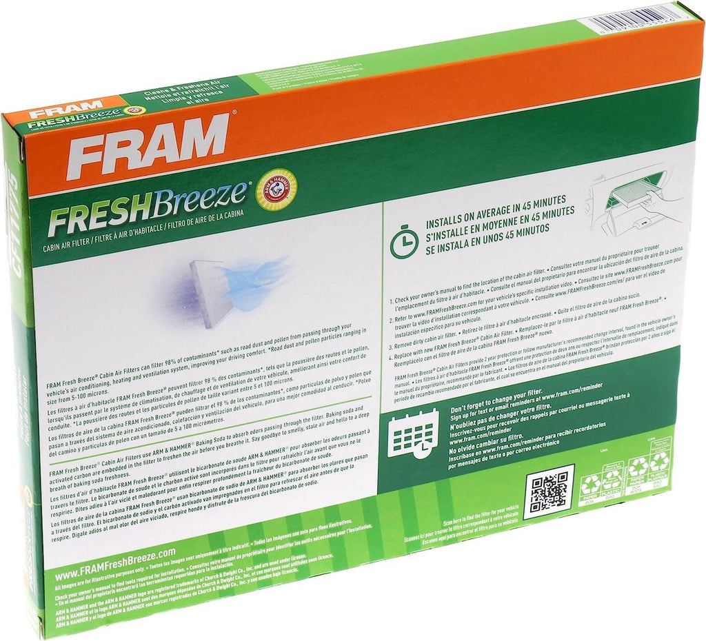 Fresh Breeze Cabin Air Filter with Arm & Hammer Baking Soda, CF11775 for Ford Vehicles