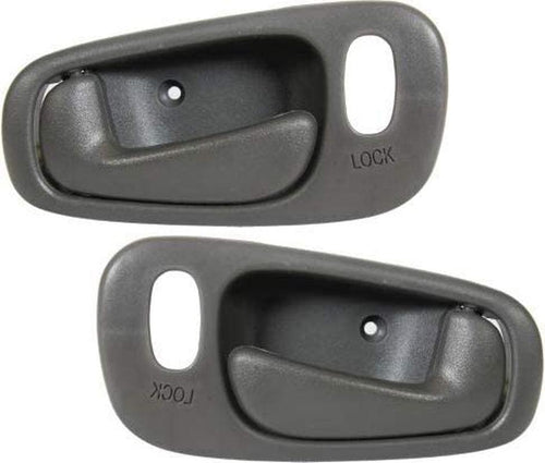 Interior Door Handle Set of 2 Compatible with 1998-2002 Toyota Corolla, Fits 1998-2002 Chevrolet Prizm Front or Rear, Driver and Passenger Side Gray