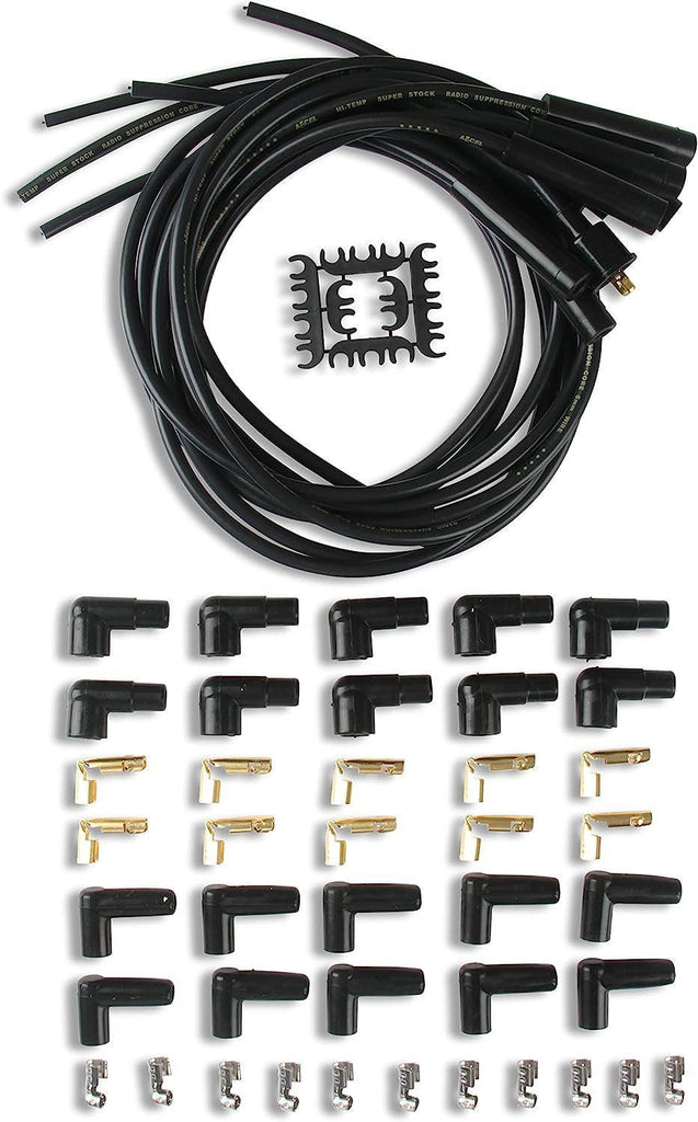 4040K Spark Plug Wire Set- 8Mm - Black Wire with Black Straight Boots