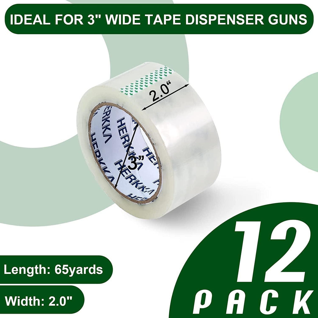 Clear Packing Tape, 12 Rolls Heavy Duty Packaging Tape for Shipping Packaging Moving Sealing, Thicker Clear Packing Tape, 2 Inches Wide, 65 Yards per Roll, 780 Total Yards