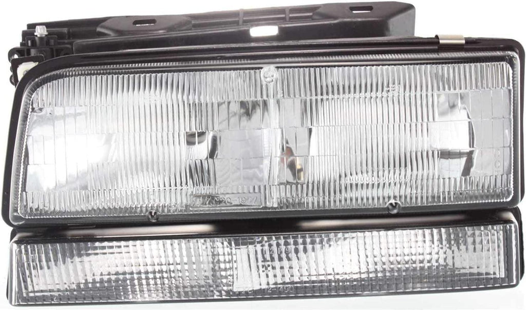 Headlight Assembly Compatible with 1992-1993 Buick Lesabre and 1991-1993 Buick Park Avenue Halogen, with Black Trim (Includes Park Light), Set of 2, Driver and Passenger Side