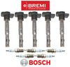 Ignition Coil Bremi & Spark Plug Double Platinum OEM Bosch (5Sets) for Audi VW