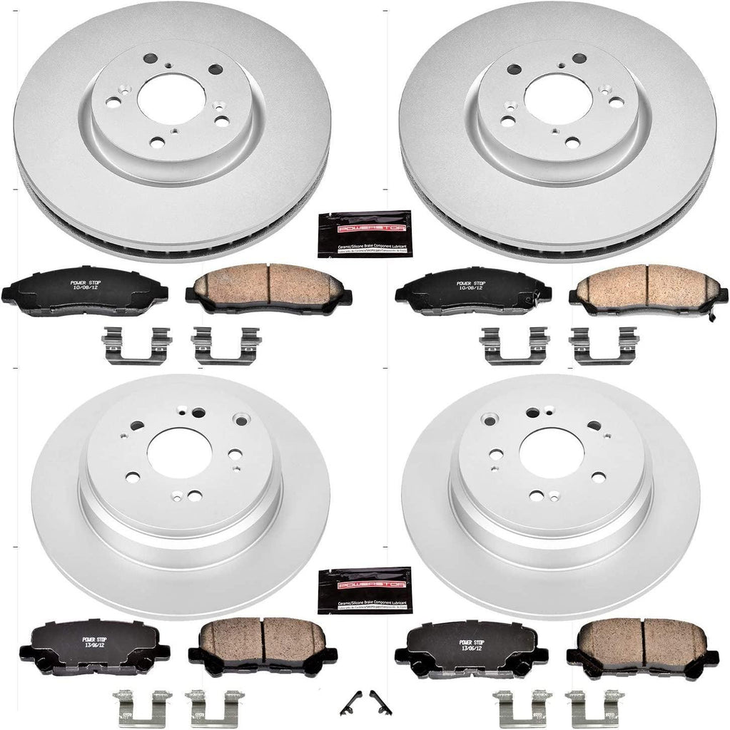 CRK6084 Coated Brake Rotor & Ceramic Brake Pads- Front & Rear