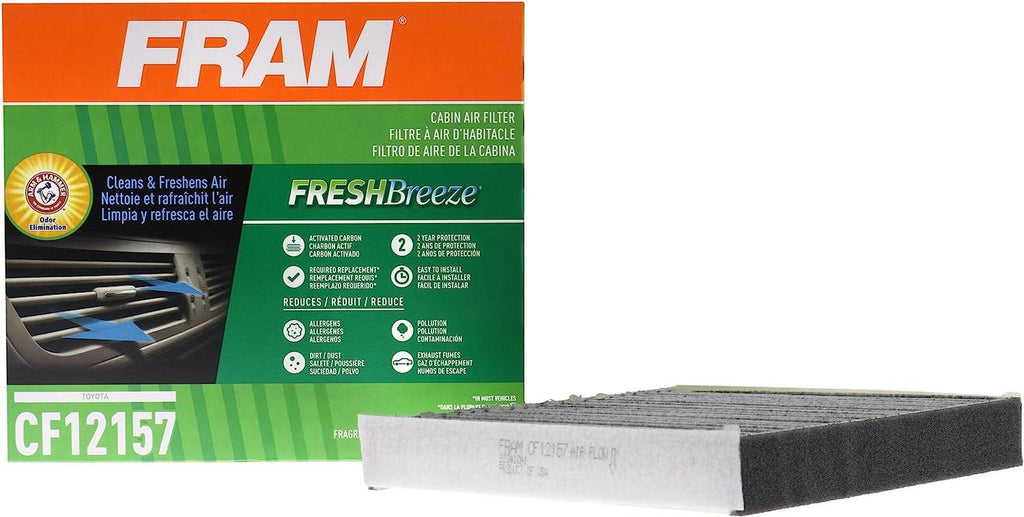 Fresh Breeze Cabin Air Filter with Arm & Hammer Baking Soda, CF12157 for Select Lexus and Toyota Vehicles , White
