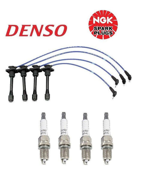 For Spark Plug Wire Set W/ 4 Spark Plugs for Geo Prizm Toyota Celica Corolla