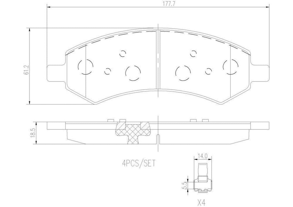 Front Disc Brake Pad Set for 1500 Classic, 1500, Dakota, Ram 1500+More (P18013N)