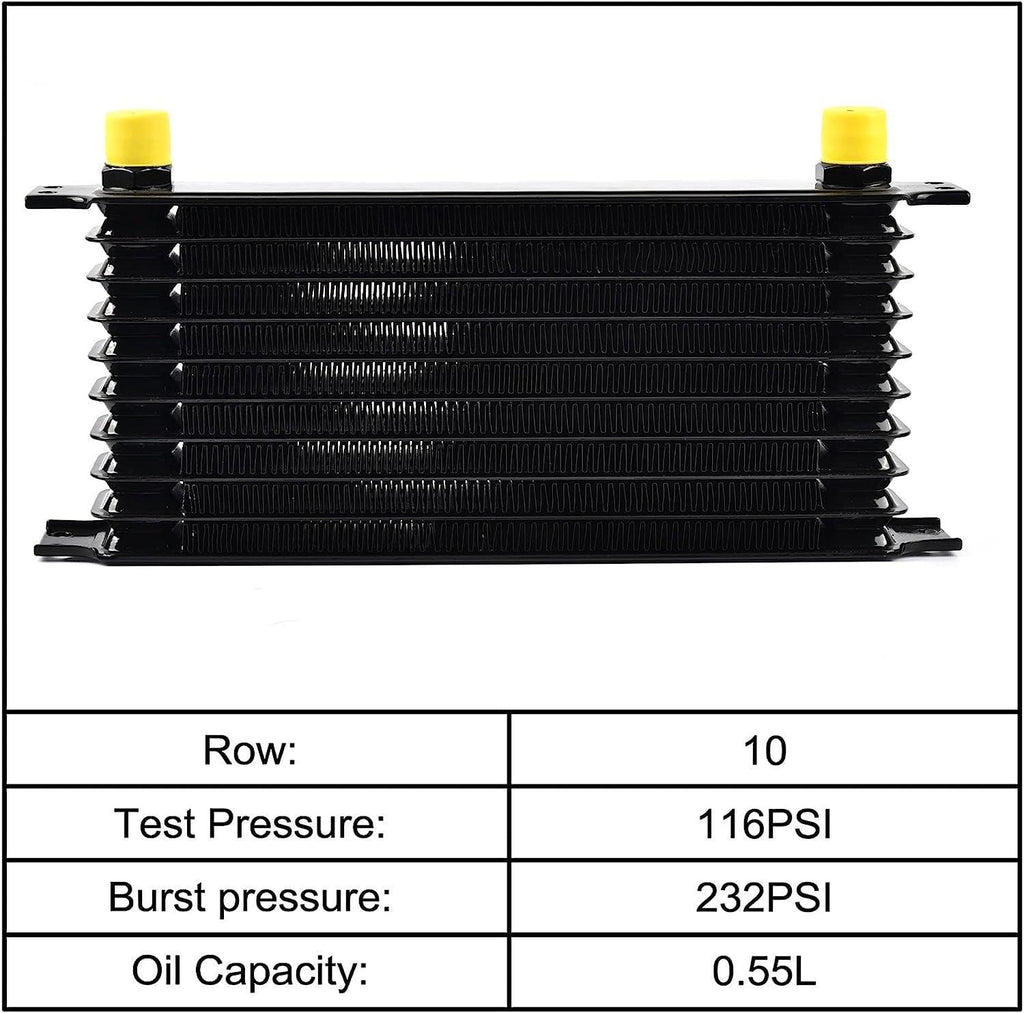 10 Row Oil Cooler Kit Bundle with 340Mm Oil Cooler Mounting Bracket Kit