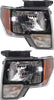 Head Lamp Compatible with 2010-2014 Ford F150 Assembly Halogen Black Trim - CAPA Passenger and Driver Side