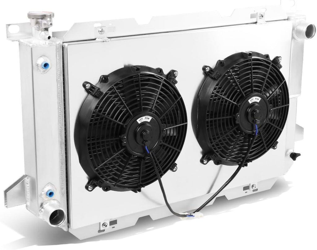 RA+FS-F150-85V8-3 3-Row Radiator with Fan Shroud Compatible with 1985-1996 F-150 / F-250 / F Superduty/Bronco V8 MT NOT Fit Diesel Models