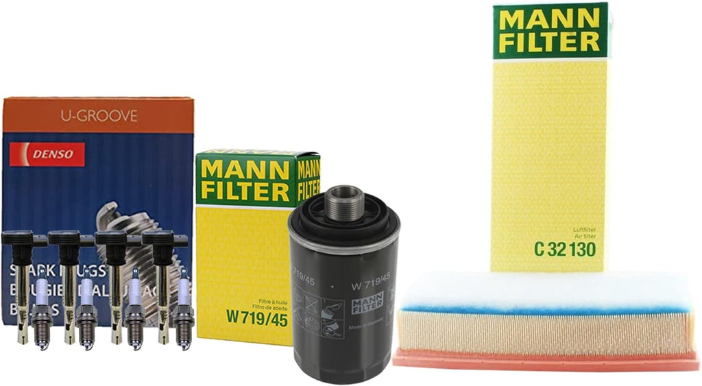 Premium Engine Oil Air Filters with 4 Direct Ignition Coils and 4 U-Groove Conventional Spark Plugs Tune up Kit