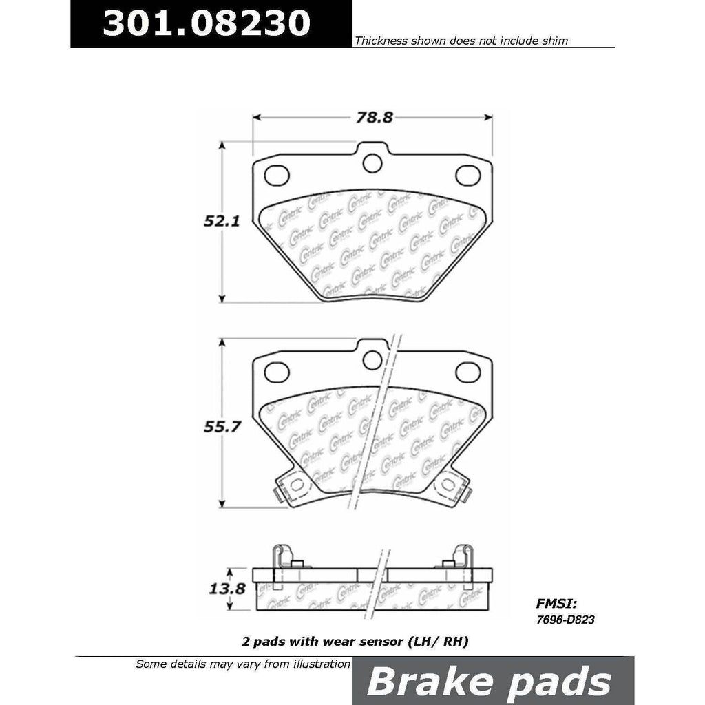 Centric Rear Disc Brake Pad for Matrix, Vibe, Corolla, Celica (301.08230)