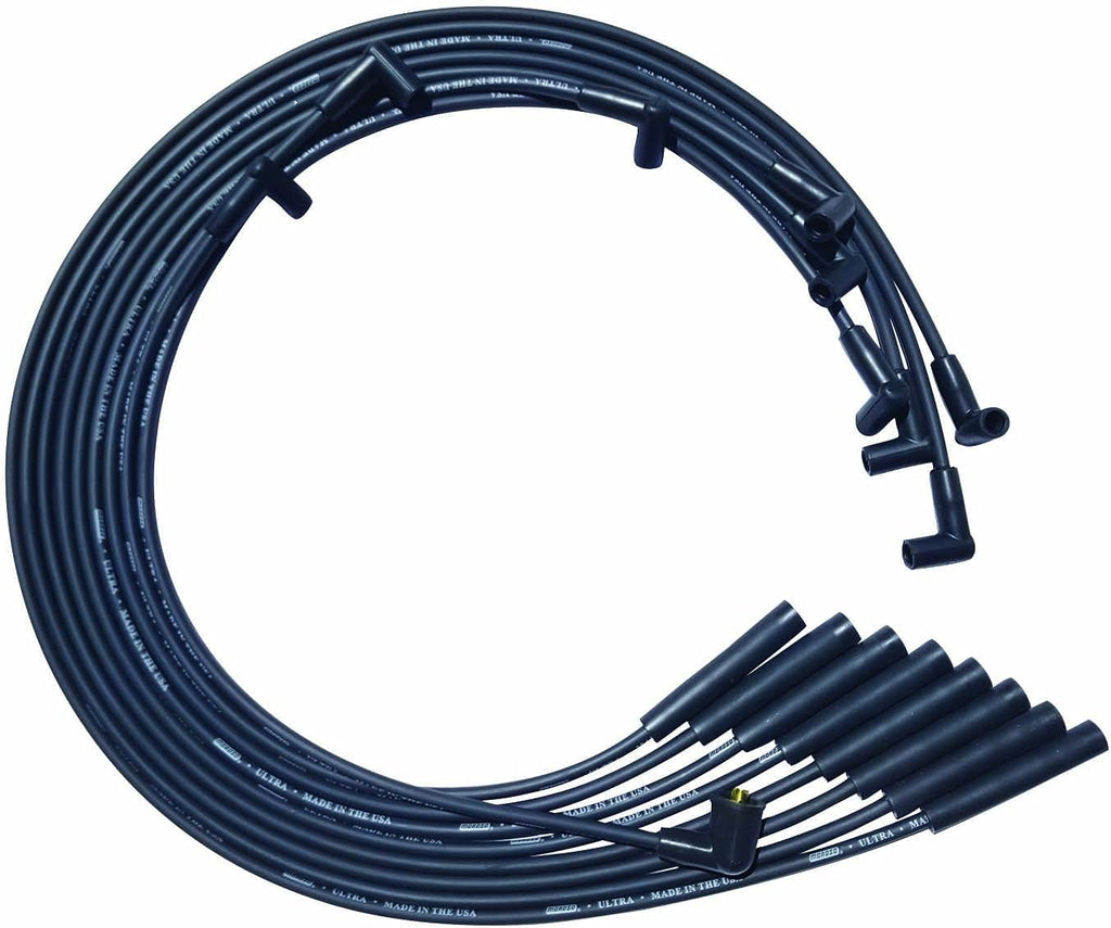 51060 Ultra Series Black Spark Plug Wires, Mopar Chrysler 361/383/400/440, Straight Plug Ends, HEI Distributor