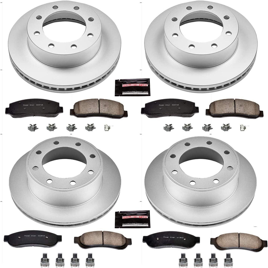 CRK1782 Coated Brake Rotor & Ceramic Brake Pads- Front & Rear