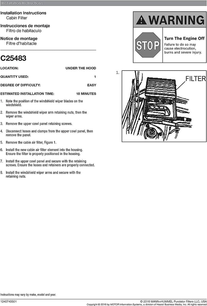C25483 one Advanced Cabin Air Filter Compatible with Select Volvo Vehicles