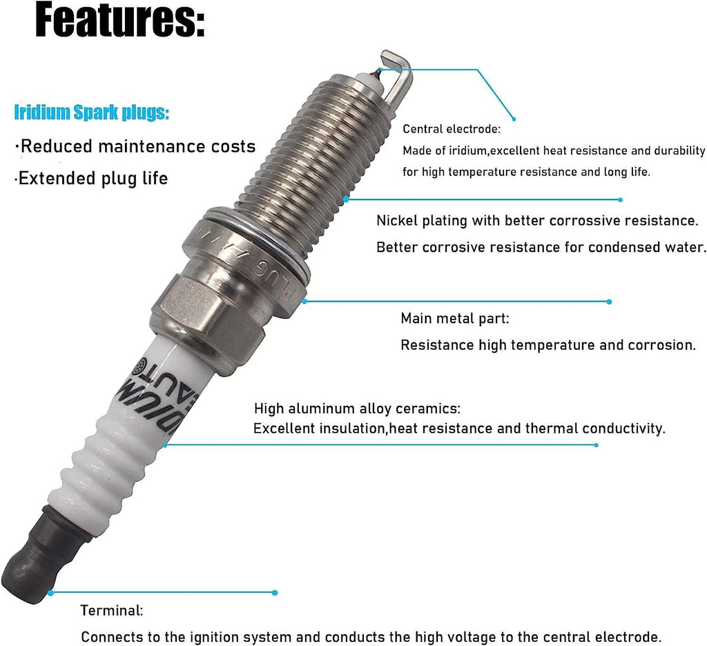 OYEAUTO Iridium Spark Plug Ignition Coil Pack Set of 4 Compatible with Toyota Prius Corolla Matrix V CT200H XD 1.8L L4 UF-596 UF-619 C1714 90919-02252 90919-02258