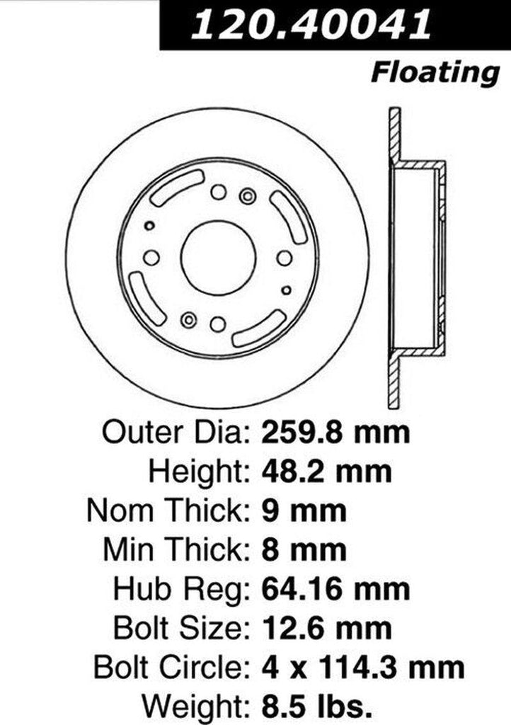 Centric Rear Disc Brake Rotor for Accord, CL (120.40041)