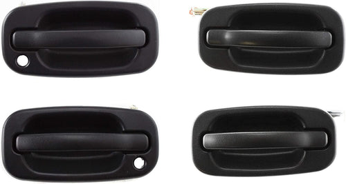 Front and Rear Door Handle Compatible with 2004-2006 Chevrolet Silverado 1500/GMC Sierra 1500 outside Set of 4 Textured Black Fits 2007 Classic Passenger and Driver Side