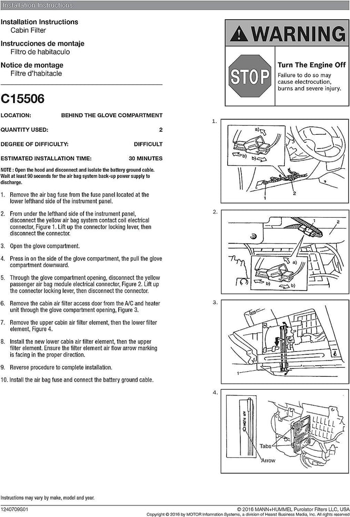 C15506 one Advanced Cabin Air Filter Compatible with Select Suzuki and Chevrolet