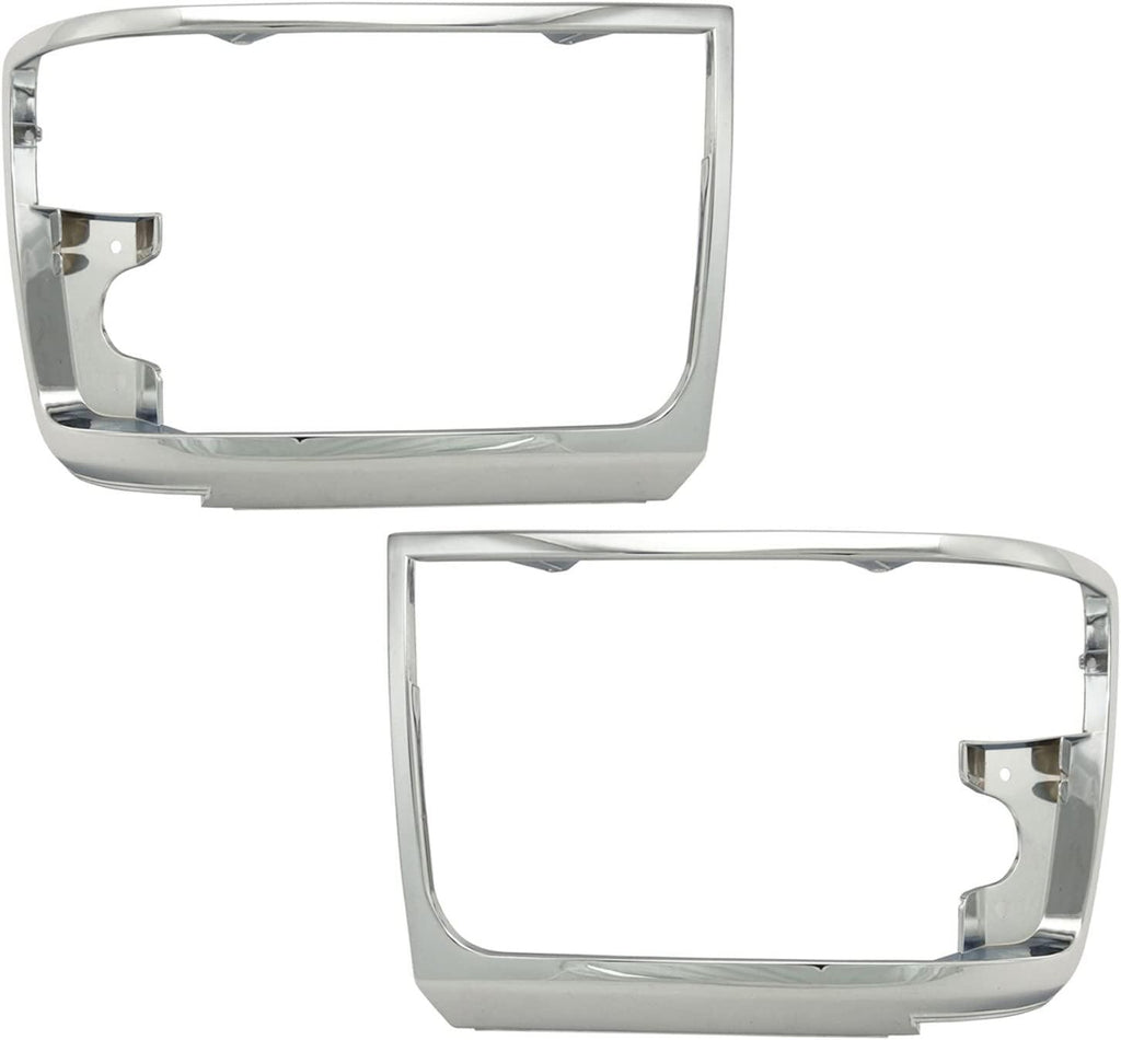 Chrome Headlights Headlamps Trim Bezel Pair Set for Bronco F150 Pickup Truck