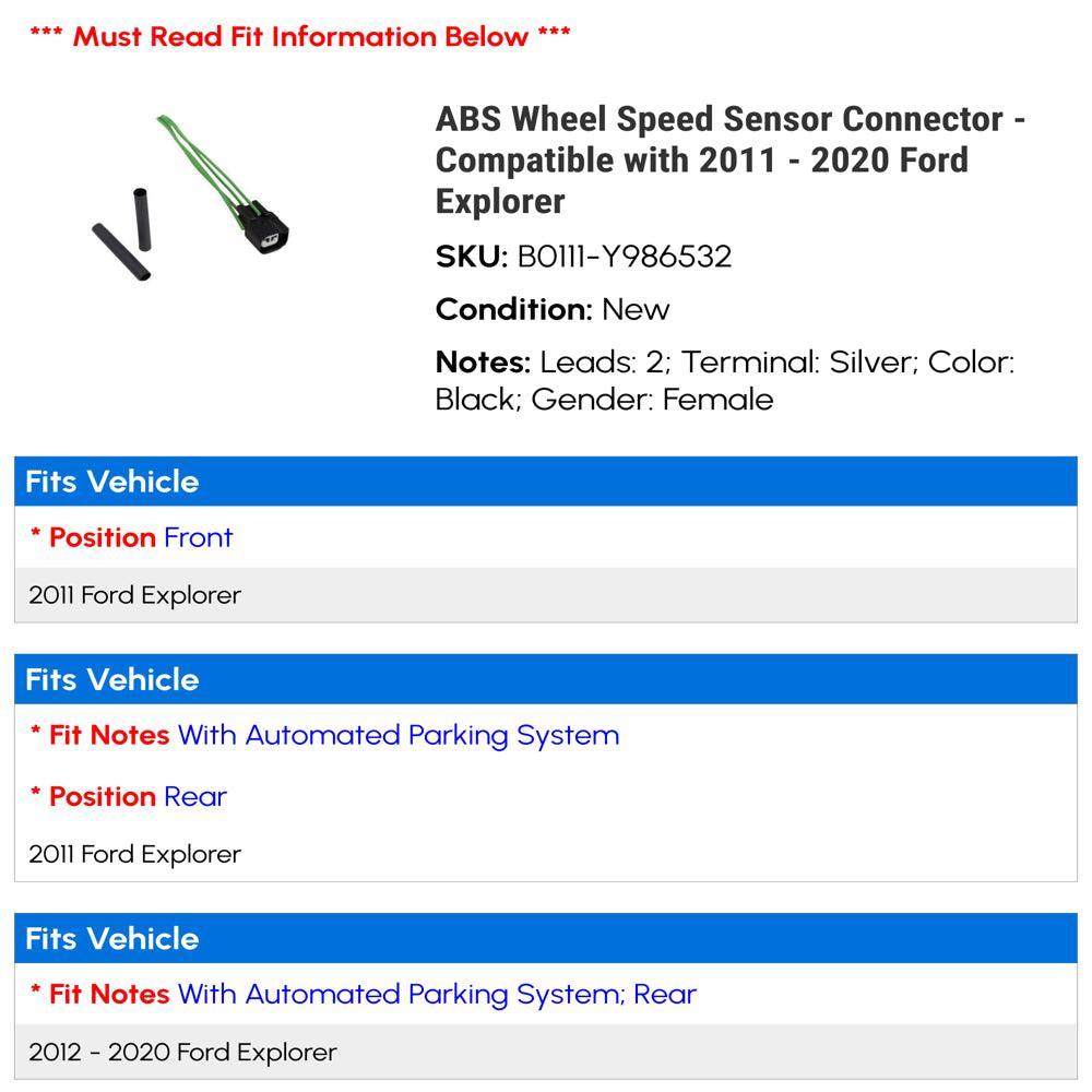 ABS Wheel Speed Sensor Connector - Compatible with 2011 - 2020 Ford Explorer 2012 2013 2014 2015 2016 2017 2018 2019 2021