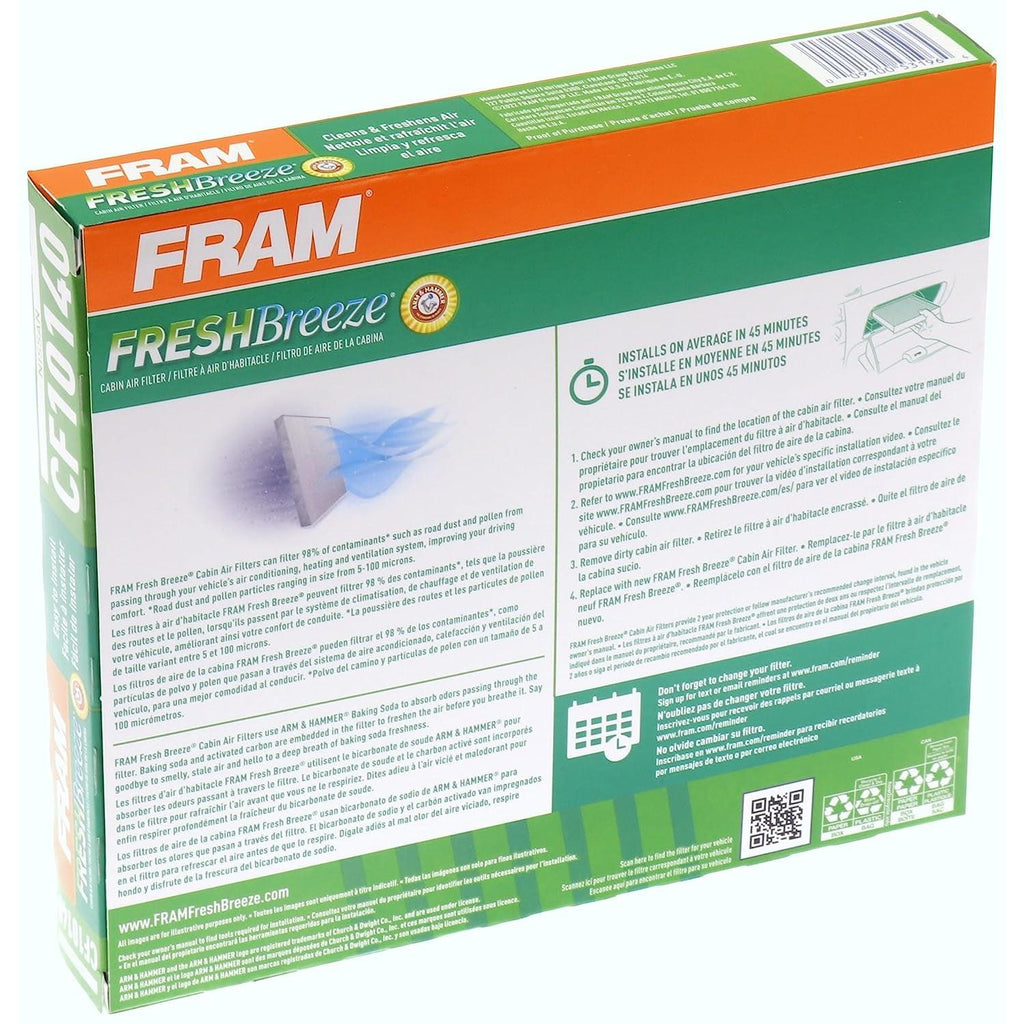 Fresh Breeze Cabin Air Filter with Arm & Hammer Baking Soda, CF10140 for Nissan, Infiniti and Mitsubishi Vehicles