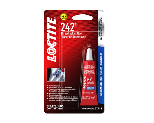 LOCTITE 242 Threadlocker for Automotive: High-Temp, Medium-Strength, Anaerobic | Red, 6Ml Tube (PN: 37418 - 487229)