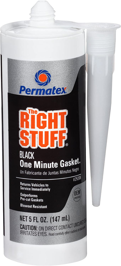 Permatex 29208 the Right Stuff 1 Minute Black Gasket Maker, 5 Oz. - Flexible, Gear Oil-Resistant, Fastest Return to Service Black RTV Silicone Sealant